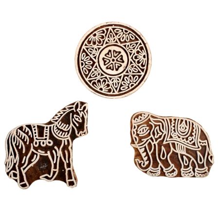 Set of 3 Piece New Mix Wooden Printing Block